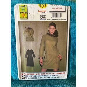 Burda 8771 sewing pattern womens sheath dress long sleeve